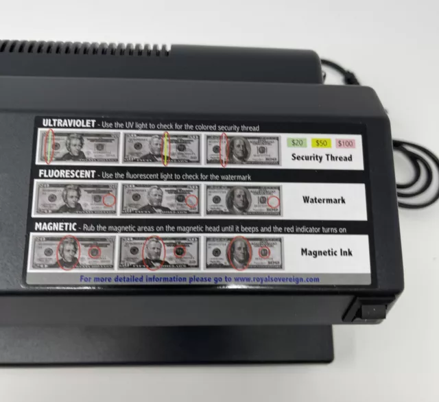 Royal Sovereign RCD-2000 Four-Way Countertop Counterfeit Detector Added Safety 3