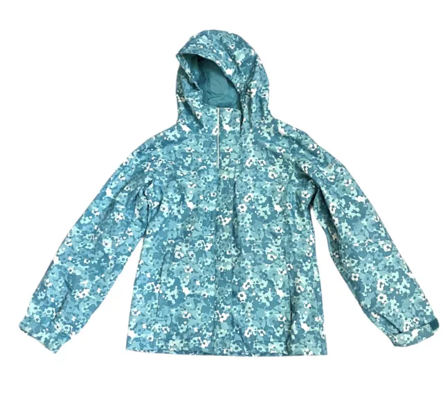 Columbia Girls Interchange Size Small 8 Girls Teal Turquoise Floral Jacket Shell