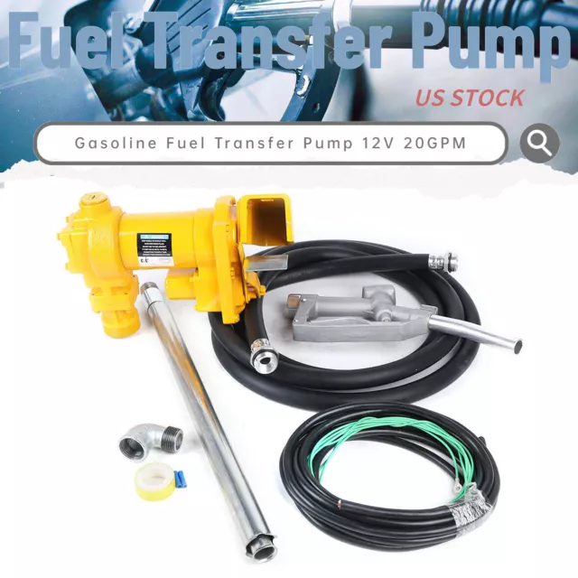 Fuel Transfer Pump with Hose & Manual Nozzle 20 GPM 12 Volt DC Motor 2