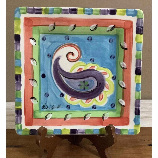 Vicki Carroll Designs Square Salad Plate 8.5" Signed