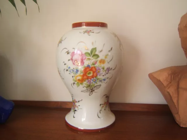 ancien grand vase en porcelaine la couleuvre à décor de fleurs