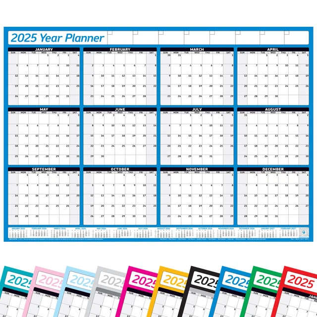 2025 YEAR PLANNER Calender Wall Chart Yearly Calendar+FREE 200 Dots A3