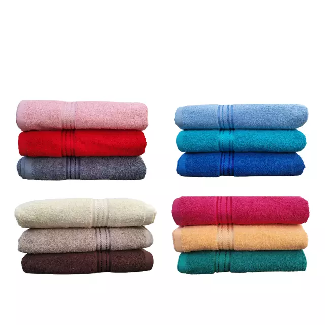 Serviette de bain 70 x 140 en coton -Lot de 3 Serviettes de Bain