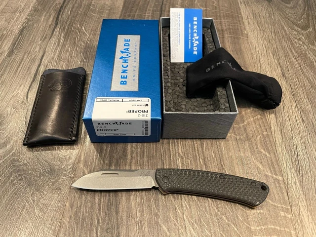 Benchmade Proper 319-2 Knife Sheepsfoot Carbon Fiber S90V With Custom Sheath NEW