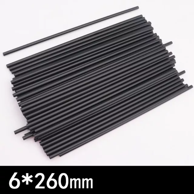 2000 Jumbo-Cocktail-Kunststoff-Trinkhalme/Strohhalme 6 x 260 mm, Schwarz 50，500