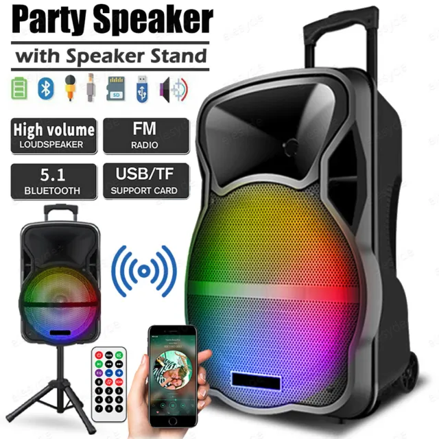 3000W Portable Bluetooth Speaker Sub Woofer Heavy Bass Sound System Party AUX FM