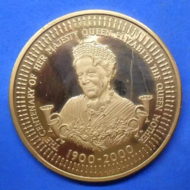 Queen Mother Centenary 2000 Glamis Castle Gold-plated Souvenir Medallion in Box 2