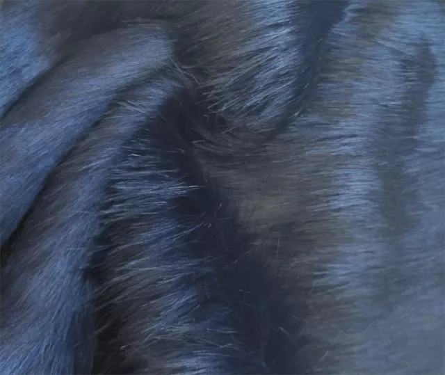 Super Luxury Faux Fur Fabric Material - SUPERIOR LONG NAVY