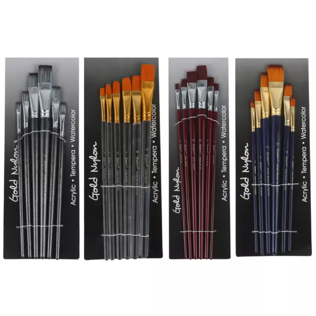 24pce Paint Brush Bundled Set Premium Flat Tips Blender Background Filler Artist