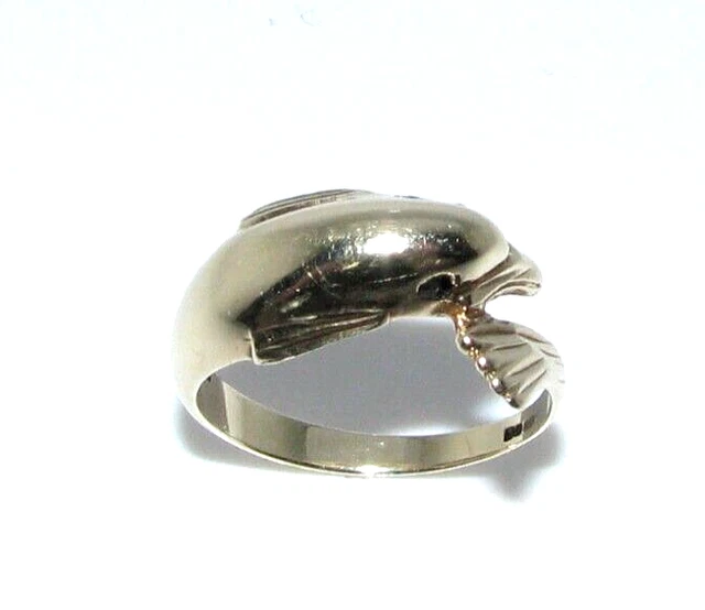 Bague Dauphin En Vermeil (Or Sur Argent) - Taille 57 - Occasion - Style Vintage