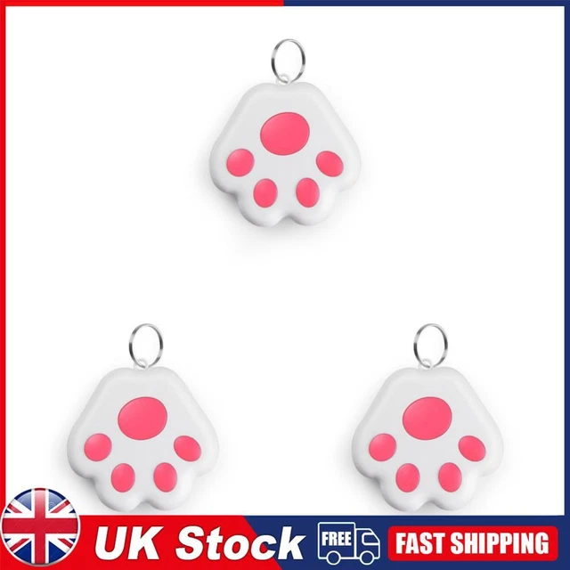 3Pcs Bluetooth-compatible GPS Pet Tracer Anti Lost Keychain Dog Locator (Pink)
