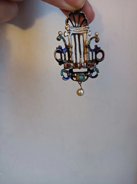 Pendentif En Argent 835 émaillé Signé GOMINA - Modèle Z858, Occasion