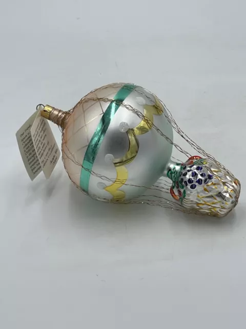 Christopher Radko Fruit in Balloon 1991 Blown Glass Christmas Ornament w/Tag 5"