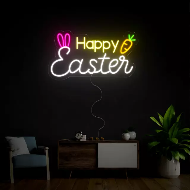 Happy Easter Led Neon Sign, Led Neon Wall Decor, Led Neon Gift