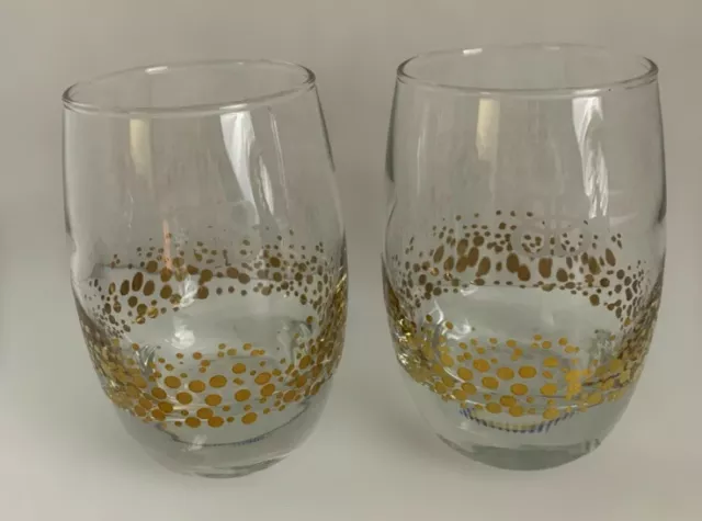 Set Of 2 Baileys Irish Cream Gold Confetti Dot Rocks Style Glasses Weighted