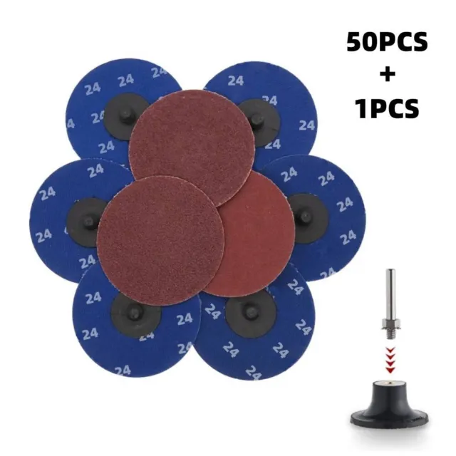 50PCS 2" 24 Grit Quick Change Discs with 1/4" Holder Roll Lock Sanding Grinding