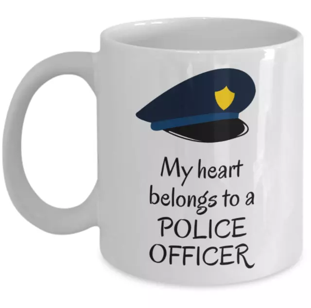 My heart belongs to a police officer - Funny cop wife mother policeman mug gift