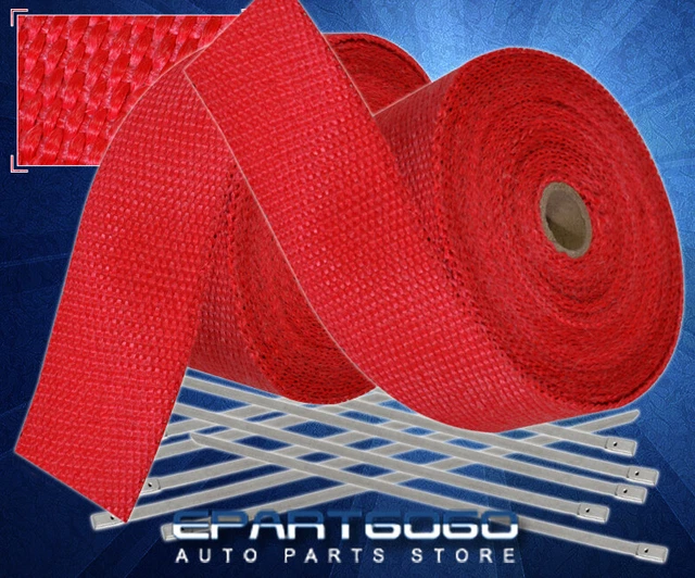 30Ft X 2" X1.5mm Mesh Heat Wrap Cover Roll Intake Piping Auto Car Motorcycle Red