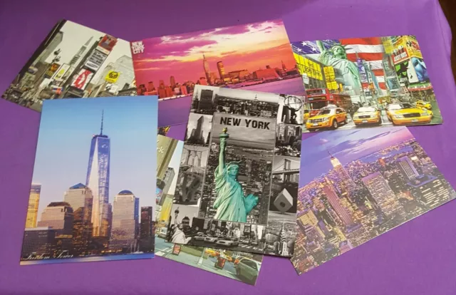 Lot of 7 Unused New York City 4" x 6" Postcards NY Downtown skyline NYC Liberty