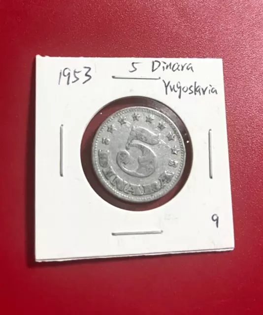 1953 Yugoslavia 5 Dinara Aluminum Coin - Nice World Coin !!!