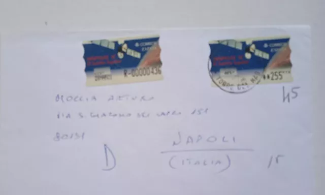 2 Francobolli Viaggiati Su Busta Espana Spagna Hispaset 28/3/2001 Torre Del Mar