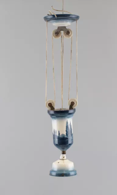 9168041 Hanging Train Lamp Ceramics Um 1930 Rural Motif Ceiling Lamp