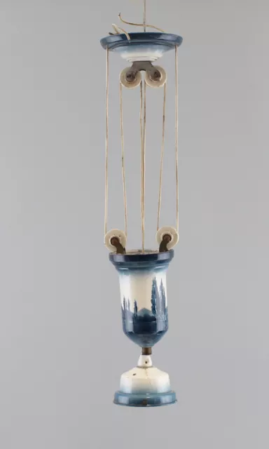 9168041-d Hanging Train Lamp Ceramics Um 1930 Rural Motif Ceiling Lamp