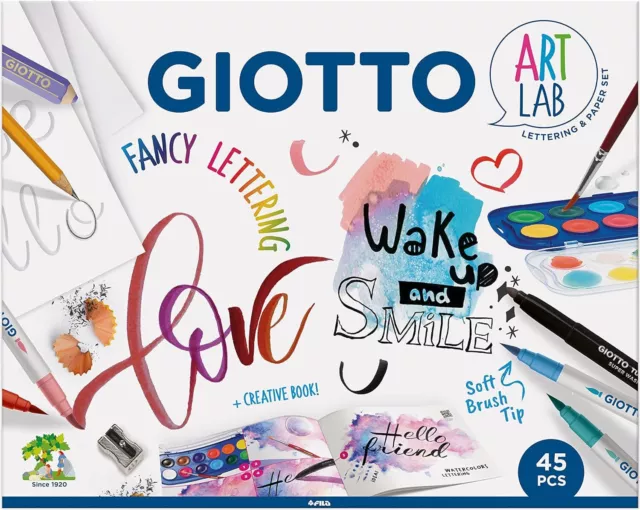 Giotto ART LAB FANCY LETTERING mit Stifte Soft Brush Aquarell und Buch  Kreativ