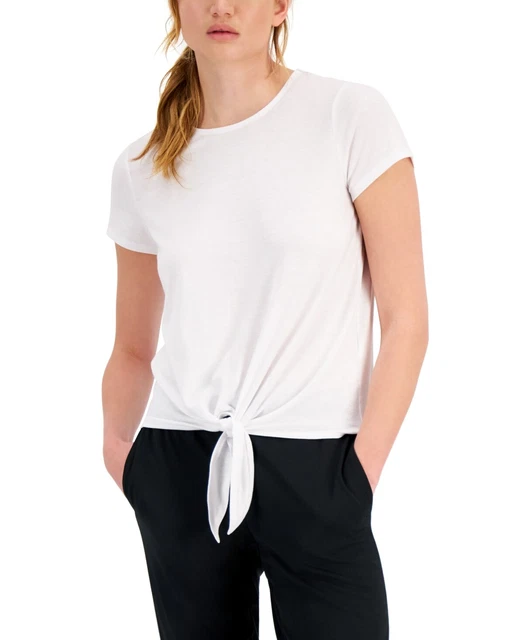 ID Ideology Women's Knot Front T-Shirt White Size Small