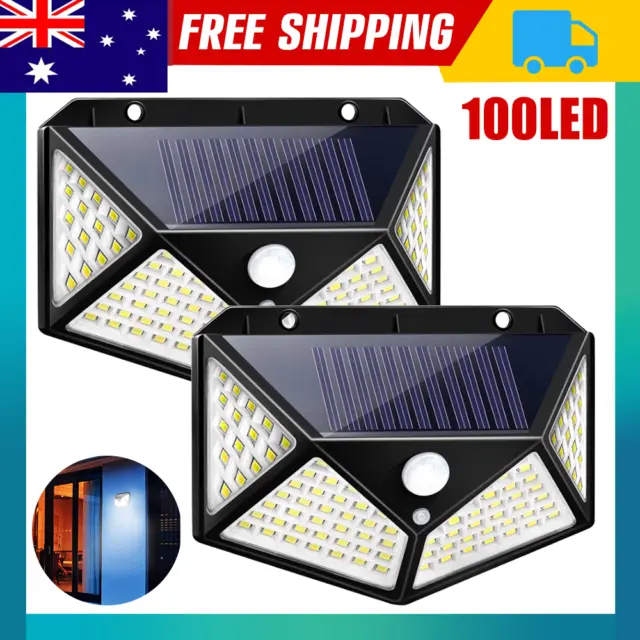 100 LED Solar Power Motion Sensor Light Outdoor Security Garden Lamp Waterproof