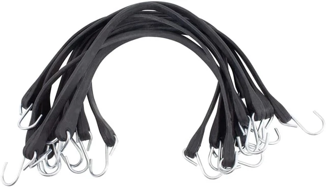 50 Pack 21" EPDM Rubber Tarp Bungee Straps with Crimped Hooks Ti