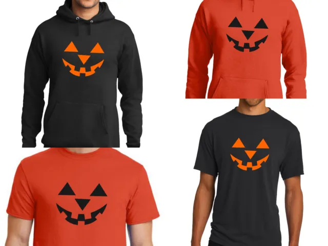 Costume Halloween Camicia Zucca Jack O Lanterna Arancione o Nero Viso Su T-Shirt
