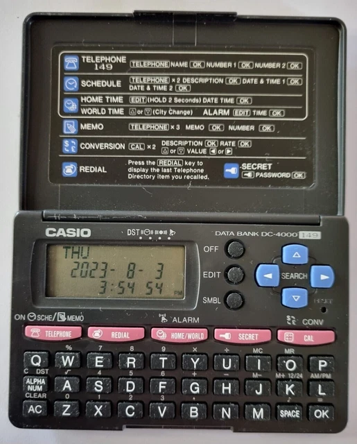 WORKING CASIO DATA BANK DC-4000 Pocket Electronic Digital Diary Organiser