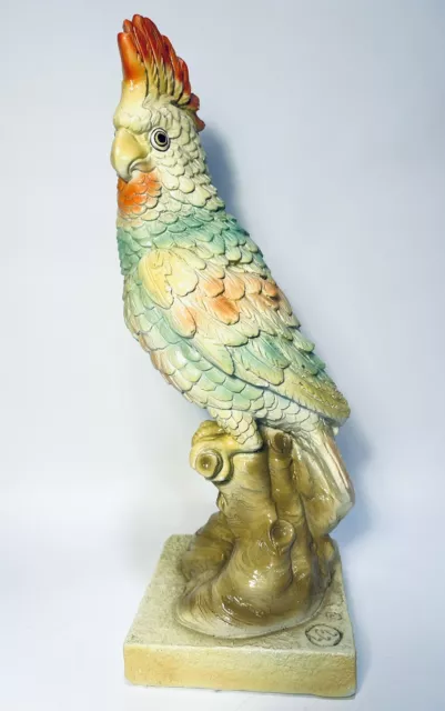 Vintage LCL Large Cockatoo Chalk Ware Ceramic MCM Figurine Statue