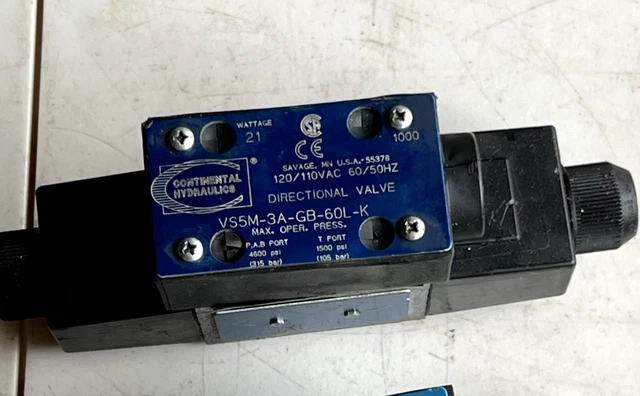 CONTINENTAL HYDRAULICS VS5M-3A-GB-60L-K 120/110V 50/60Hz 21W Directional Valve