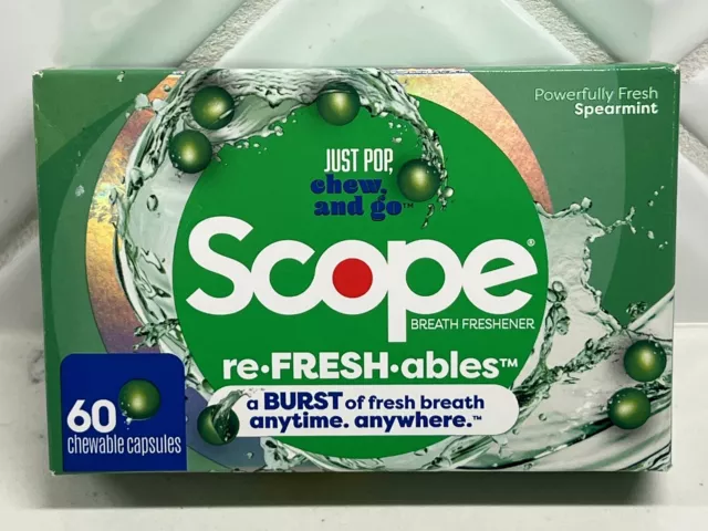REFRESCANTE DE ALIENTO Scope | 60 cápsulas masticables | Poderosamente Fresco Menta Lanza ORAL