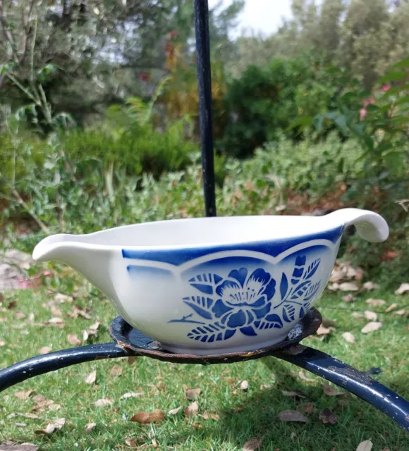 Ancienne saucière  Digoin Sarreguemines modele Marsac floral bleu