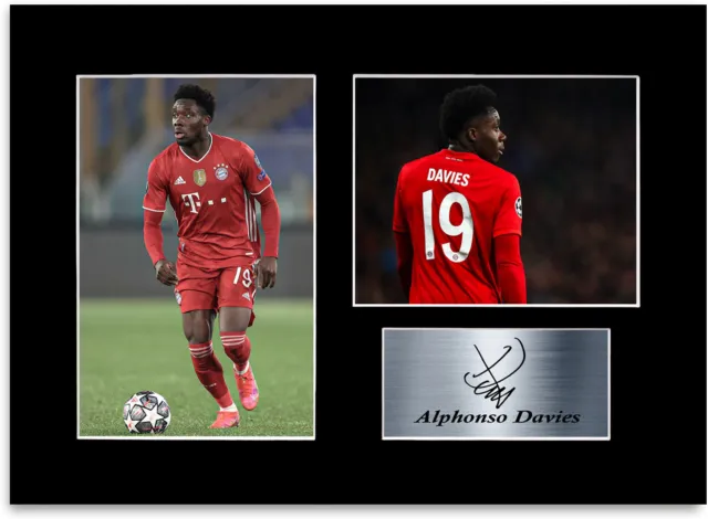 Alphonso Davies Bayern Monaco giocatore A4 firmato display foto poster montaggio regalo