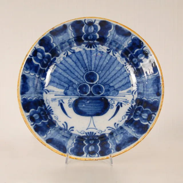 18th c Dutch Delft Plate De Lampetkan Collectors Cabinet Blue White Delftware