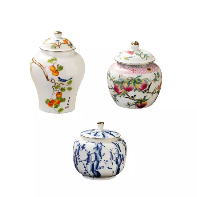Ceramic Ginger Jar Chinese Style Flower Arrangement Porcelain Temple Jar