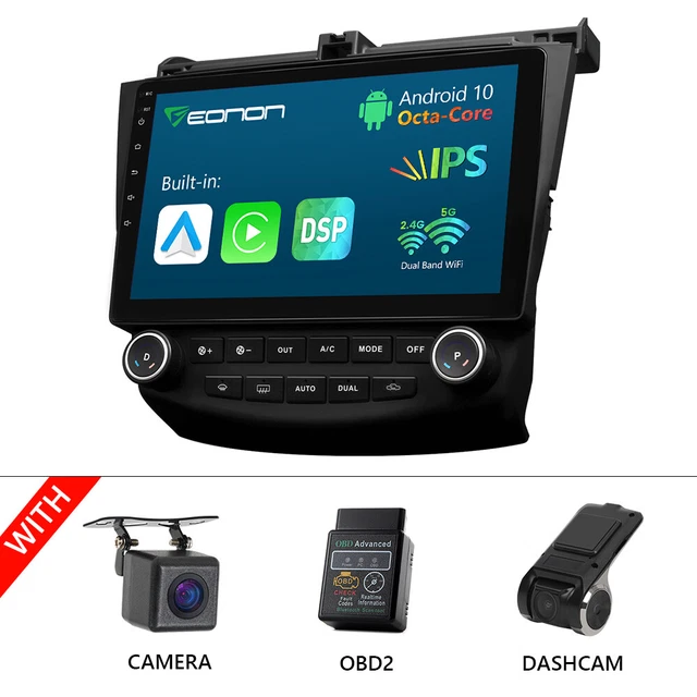 CAM+DVR+OBD+10.1"Android 8Core Car Stereo Radio Head Unit for Honda Accord 03-07