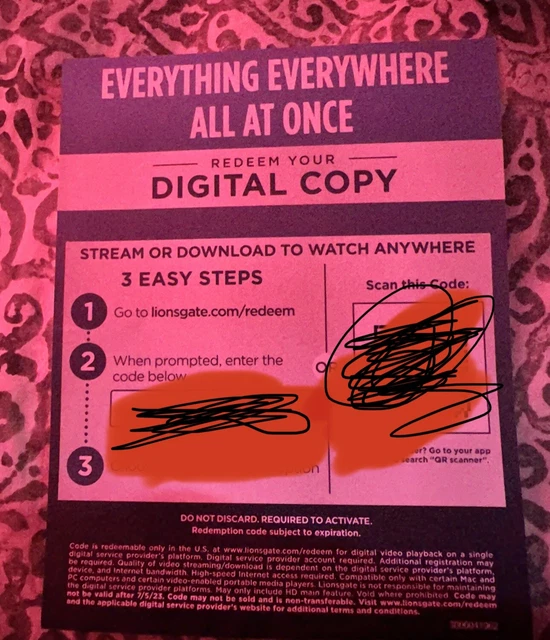 EVERYTHING EVERYWHERE ALL at Once Digital Movie Certificate ONLY 2022 no Blu ray 10.00 PicClick