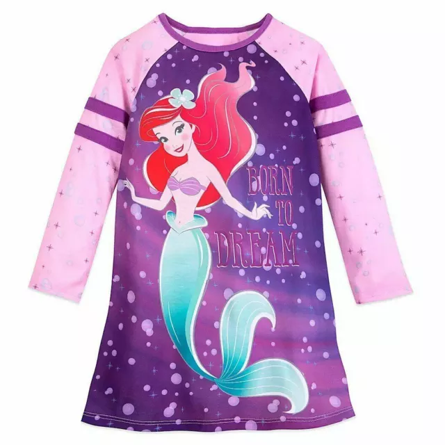 New Disney Store Ariel Nightgown Girls Little Mermaid Princess Nightshirt Pajama