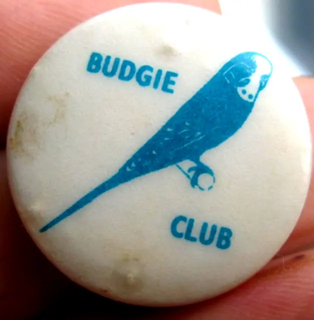 BUTLINS HOLIDAY CAMPS vintage 1960s BUDGIE CLUB budgerigar members tin pin BADGE