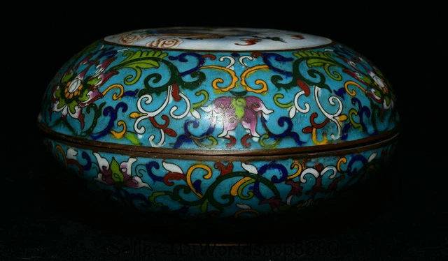 6" Old China Cloiosnne Enamel Copper Dynasty longevity God Shouxing Jewelry box
