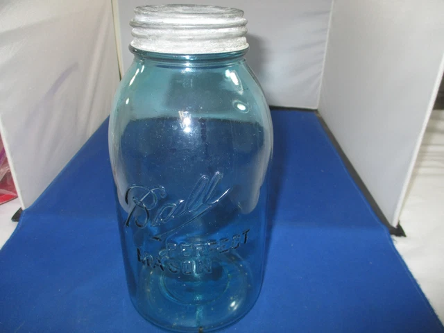 TEAL GREEN  #5 BALL PERFECT MASON 1/2 Gallon Jar Zinc Lid