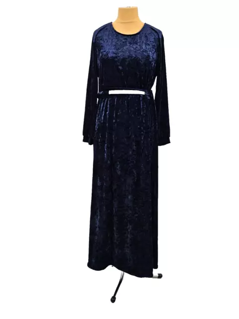 Wundervolles Maxikleid aus Samt Strasssteine dunkelblau gothic Look Gr.44-46