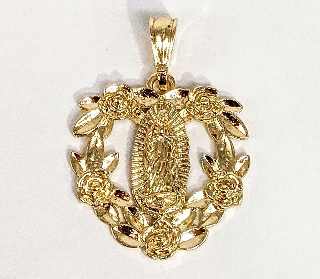 Gold Plated My Lady Virgin Mary Pendant Oro Laminado Virgen de Guadalupe Medalla