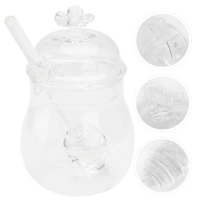 2 Pots Distributeurs à Sirop En Verre 227 Ml - Pour Miel, Sirop D'érable, Sucre, Avec Bec Verseur Et Poignée (Transparent)