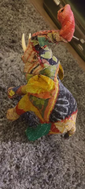 Vintage Fabric Paper Mache Elephant